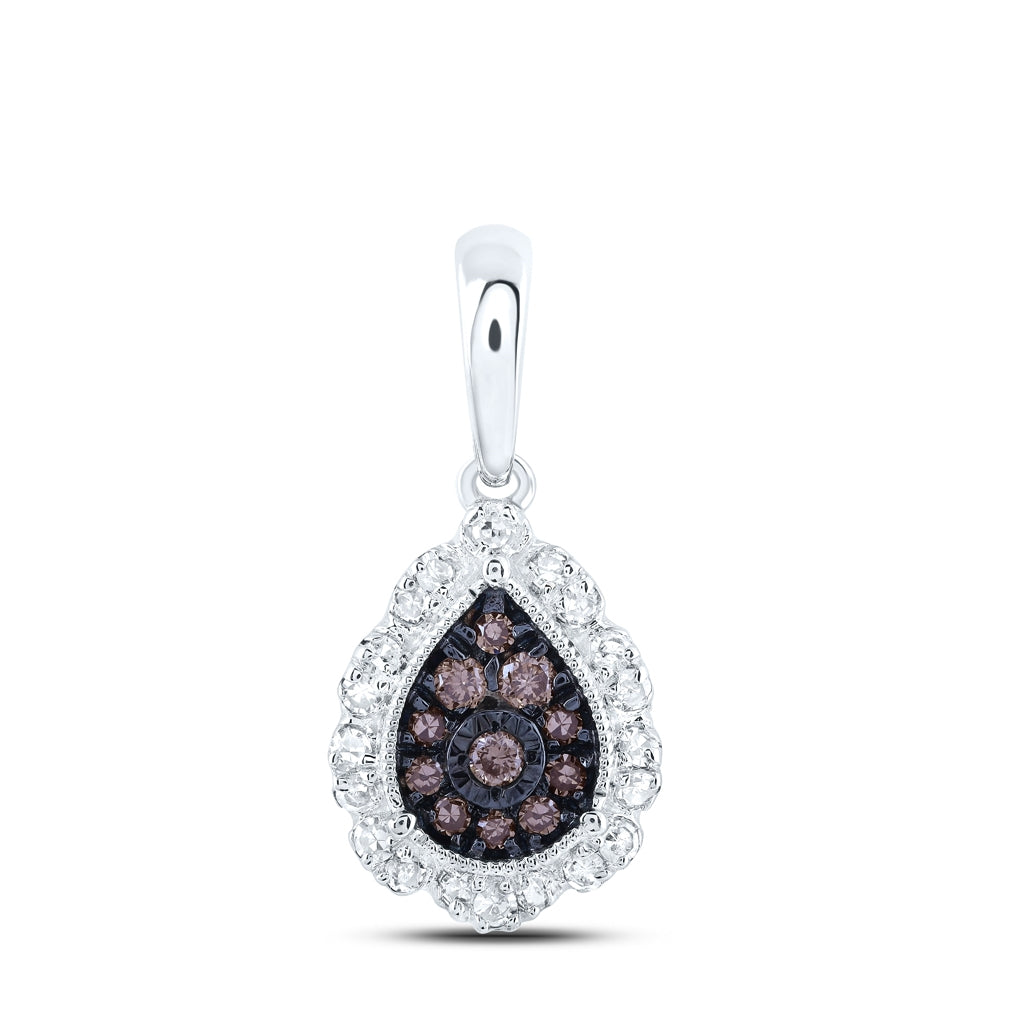 10kt White Gold 1/5ctw Diamond Nk Cognac Pendant