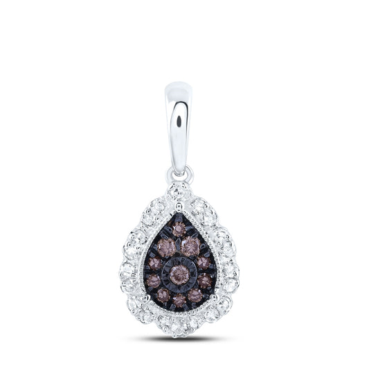 10kt White Gold 1/5ctw Diamond Nk Cognac Pendant