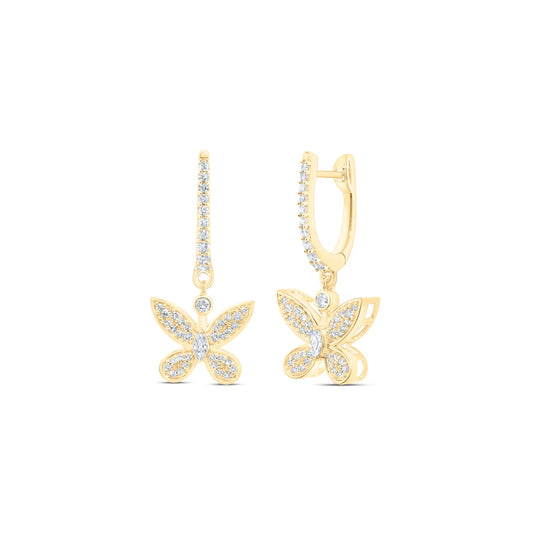 14kt Yellow Or White Gold 1/2ctw Diamond Nk Butterfly Earrings