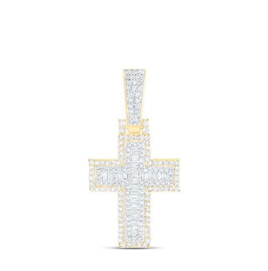 10kt Yellow Gold 5/8 Ctw Diamond Nk Cross Mens Charm