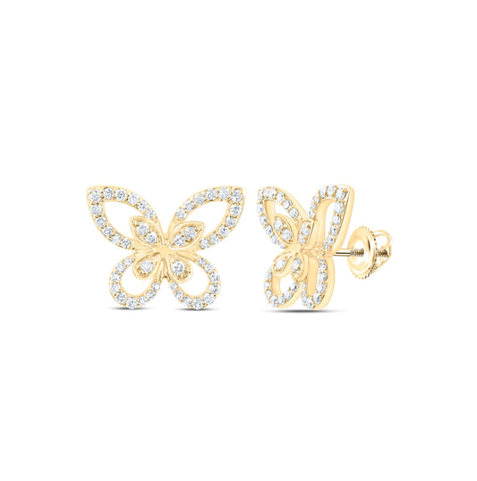 10kt Yellow Or White Gold 1/2 Ctw Dia Nk Butterfly Fashion Earring