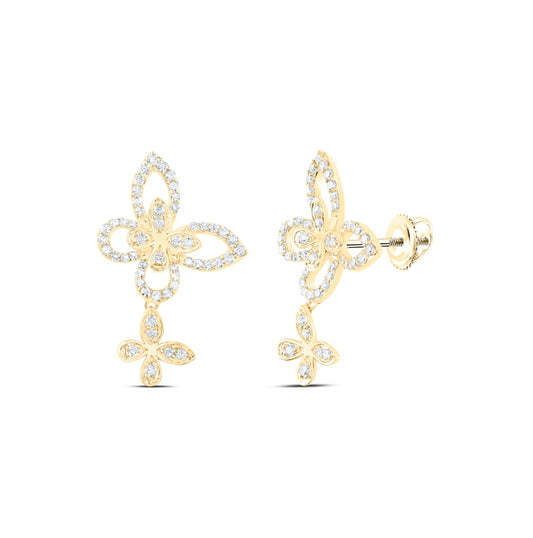 10kt Yellow Or White Gold 1/2 Ctw Dia Nk Butterfly Fashion Dangling Earring