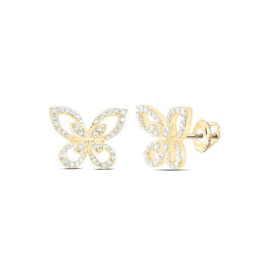 10kt Yellow Or White Gold 1/3 Ctw Dia Nk Butterfly Fashion Earring