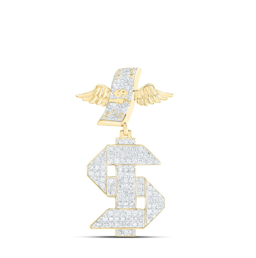 10kt Yellow Gold 1 1/5 Ctw Diamond Nk Dollar Mens Charm
