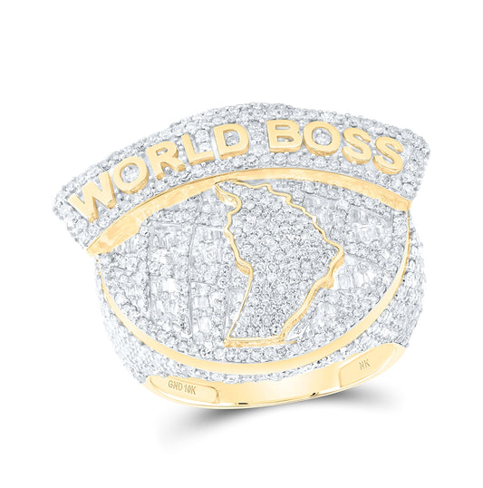 10kt Yellow Gold 4 1/4ctw Diamond Nk World Boss Mens Ring