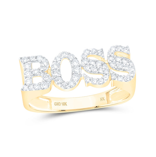 10kt Yellow Gold 1/2 Ctw Diamond Nk Boss Mens Ring