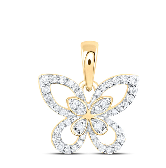 10kt Yellow Or White Gold 1/6 Ctw Dia Nk Butterfly Fashion Pendant