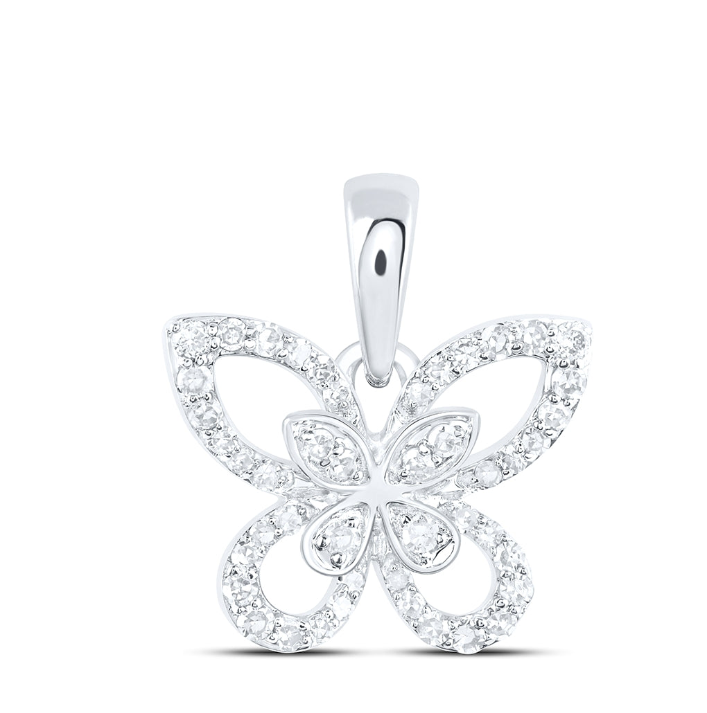 10kt Yellow Or White Gold 1/6 Ctw Dia Nk Butterfly Fashion Pendant