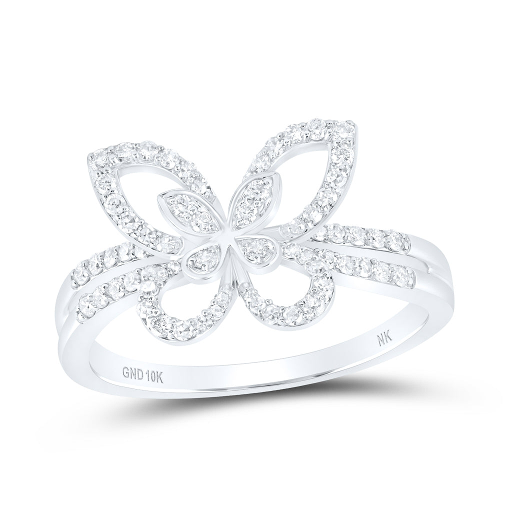 10kt Yellow Or White Or Rose Gold 1/3 Ctw Dia Nk Butterfly Fashion Ring