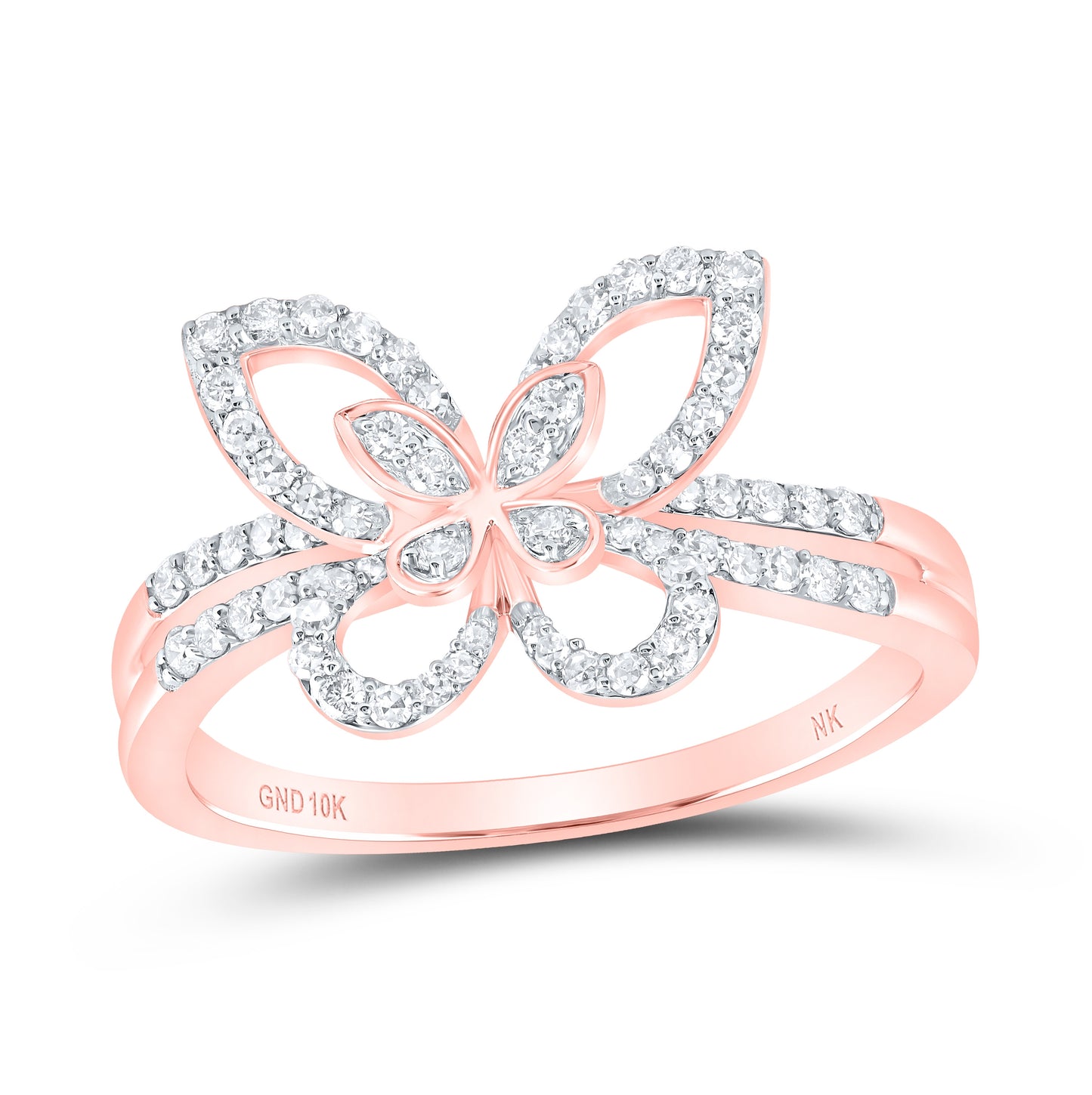 10kt Yellow Or White Or Rose Gold 1/3 Ctw Dia Nk Butterfly Fashion Ring