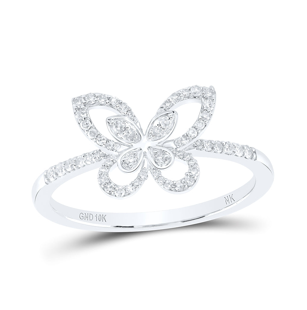 10kt Yellow Or White Or Rose Gold 1/5 Ctw Dia Nk Butterfly Fashion Ring