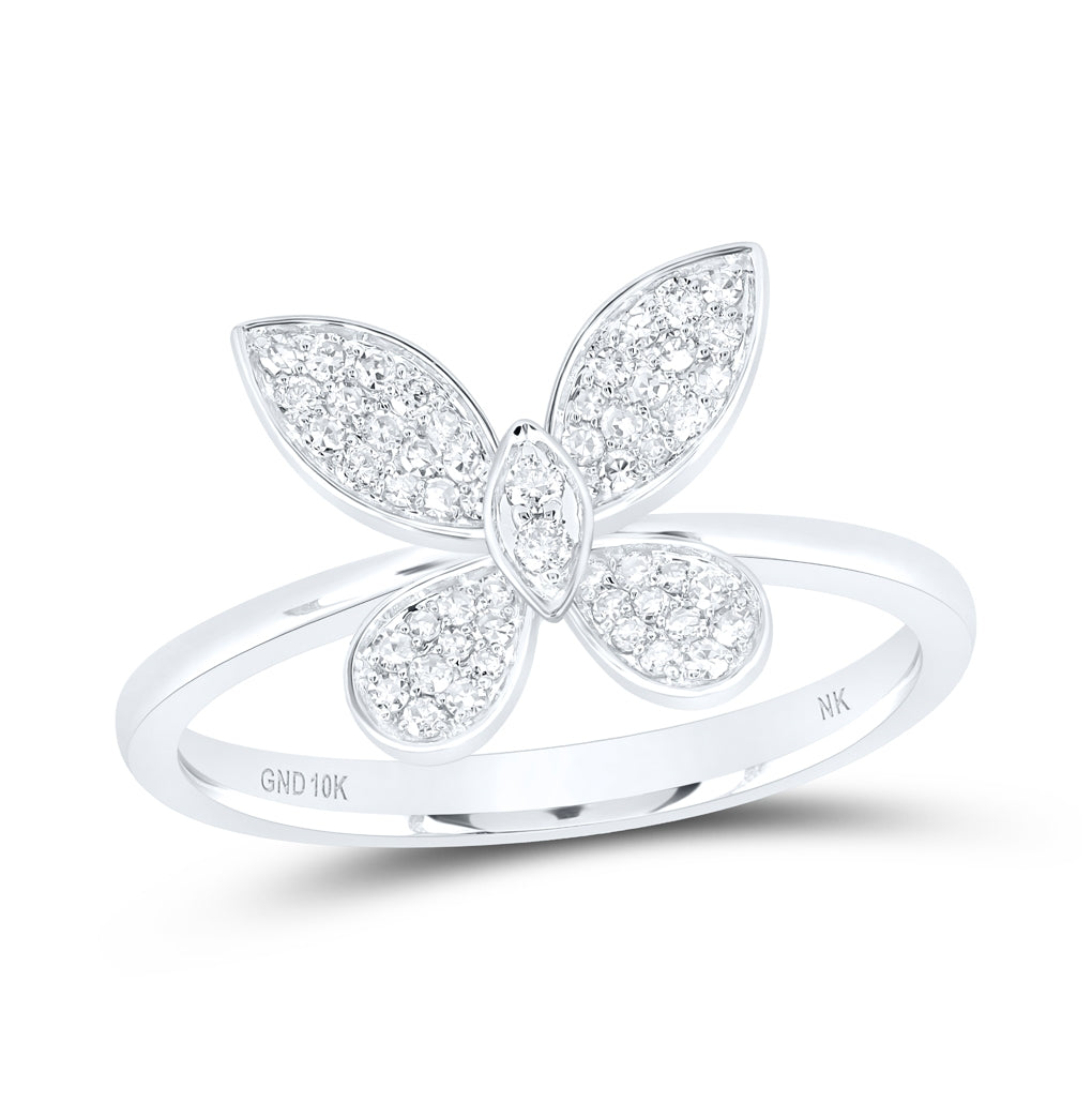 10kt Yellow Or White Or Rose Gold 1/4 Ctw Dia Nk Butterfly Fashion Ring