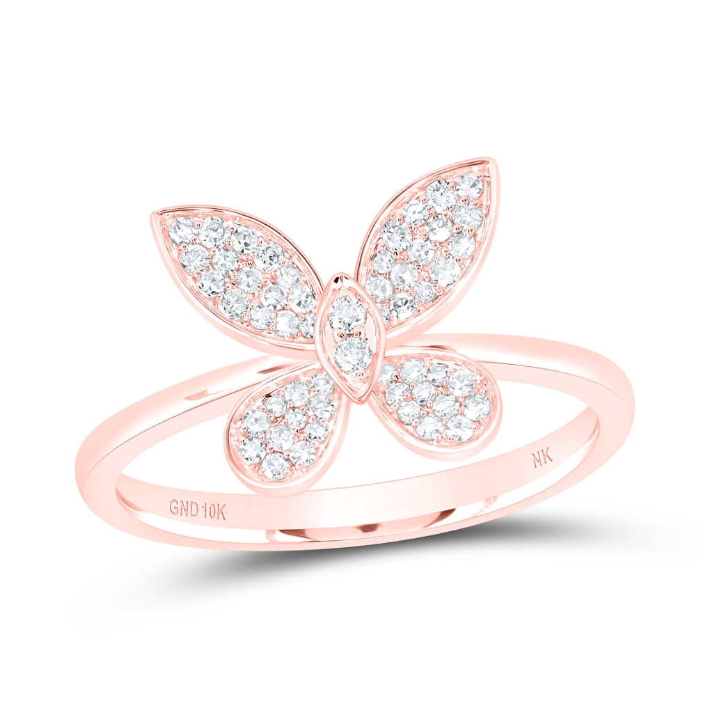 10kt Yellow Or White Or Rose Gold 1/4 Ctw Dia Nk Butterfly Fashion Ring