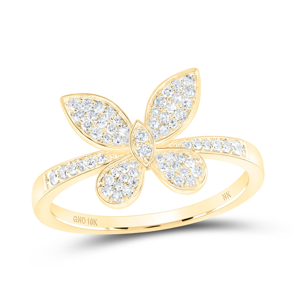 10kt Yellow Or White Or Rose Gold 1/3 Ctw Dia Nk Butterfly Fashion Ring