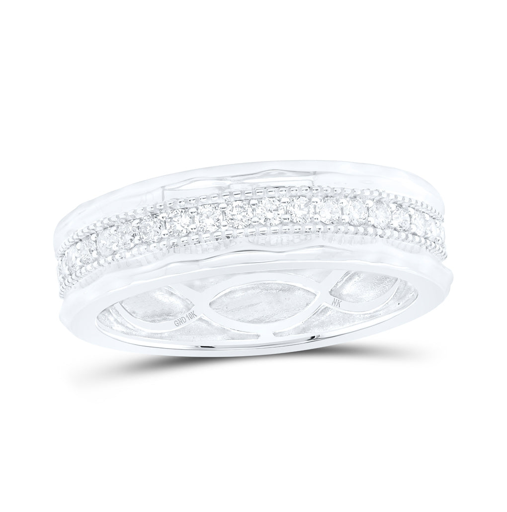 10kt White Gold 3/8ctw Diamond Nk Mens Band