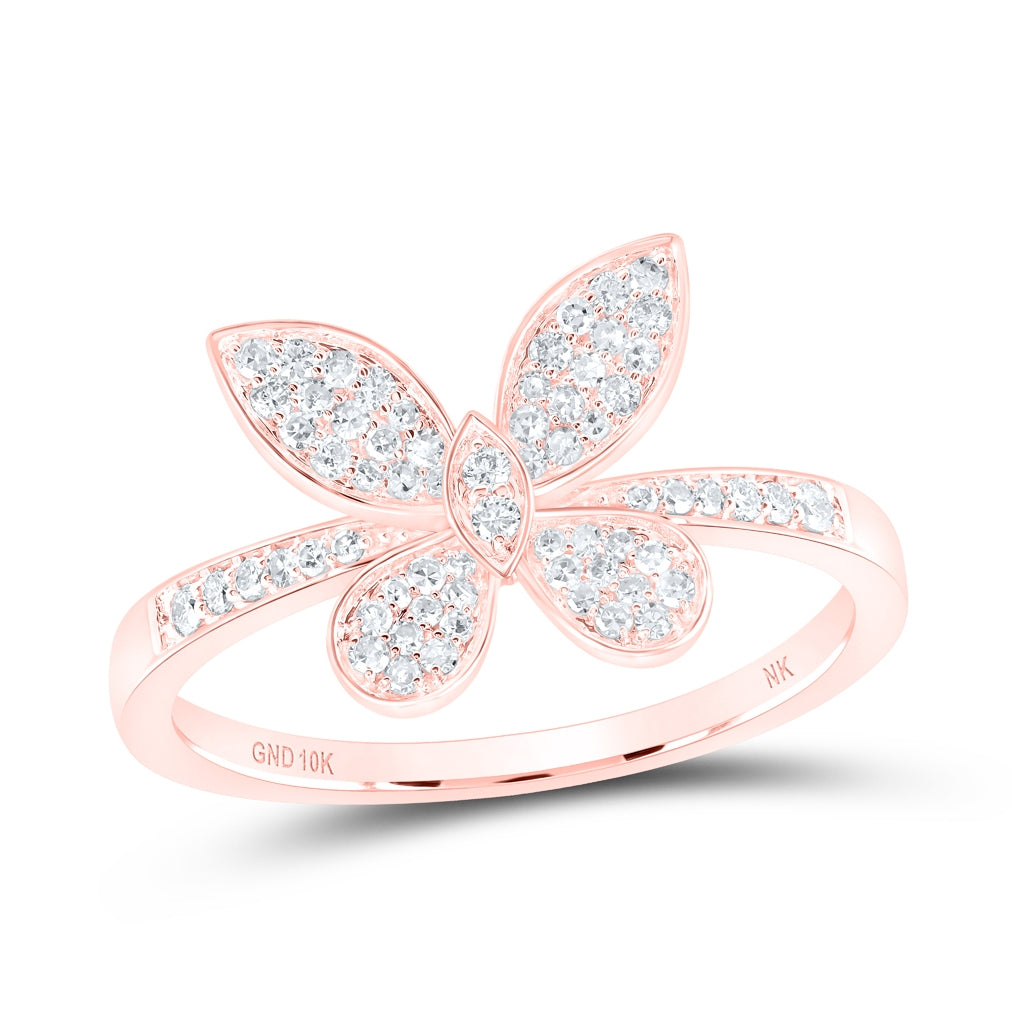 10kt Yellow Or White Or Rose Gold 1/3 Ctw Dia Nk Butterfly Fashion Ring