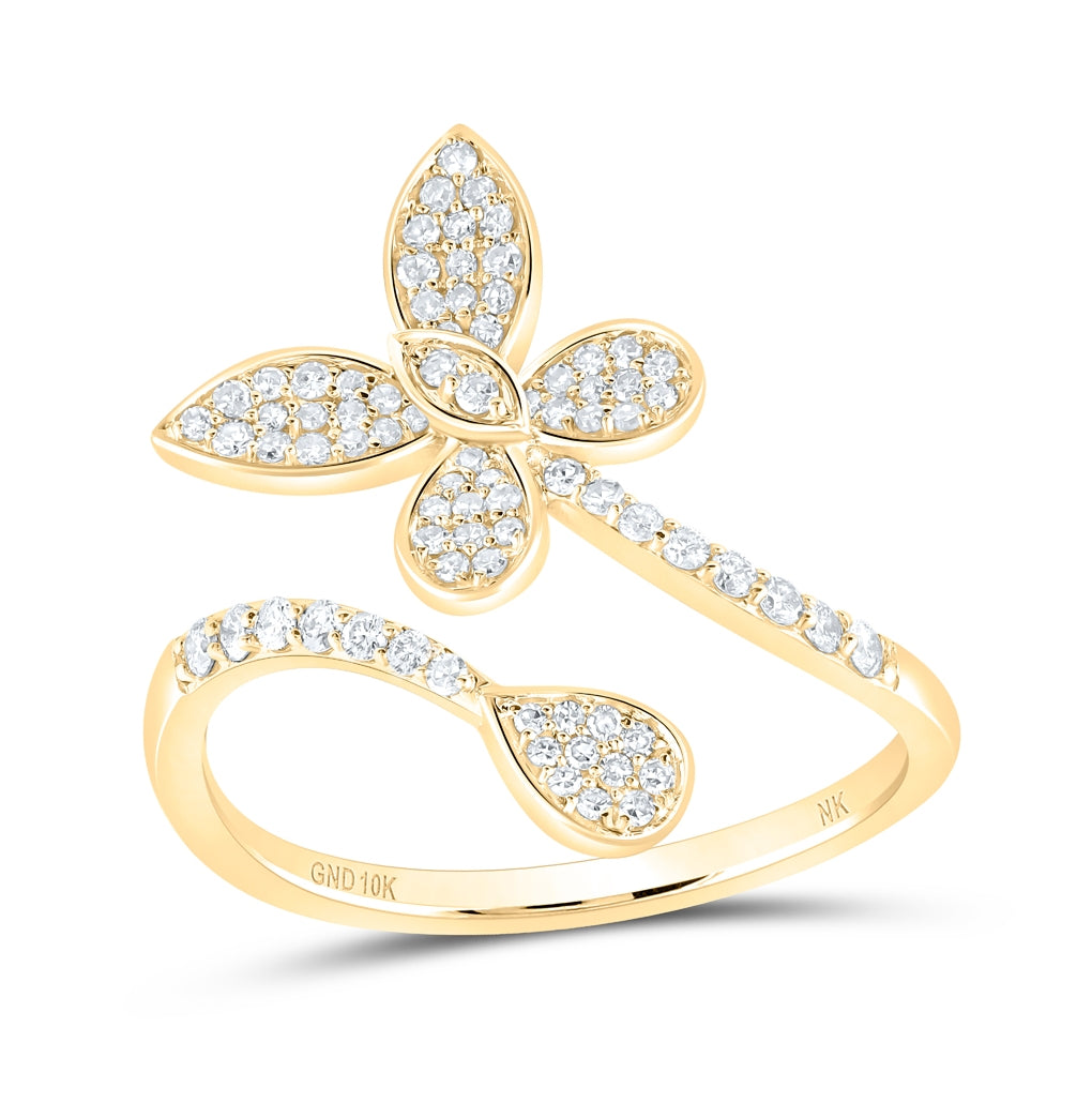 10kt Yellow Or White Or Rose Gold 1/3 Ctw Dia Nk Butterfly Fashion Ring