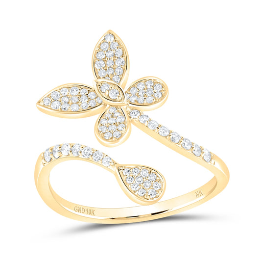 10kt Yellow Or White Or Rose Gold 1/3 Ctw Dia Nk Butterfly Fashion Ring