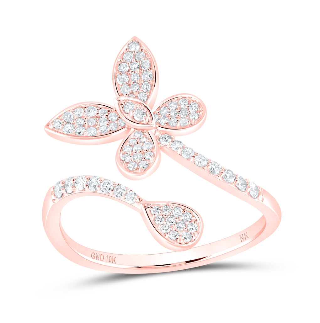 10kt Yellow Or White Or Rose Gold 1/3 Ctw Dia Nk Butterfly Fashion Ring