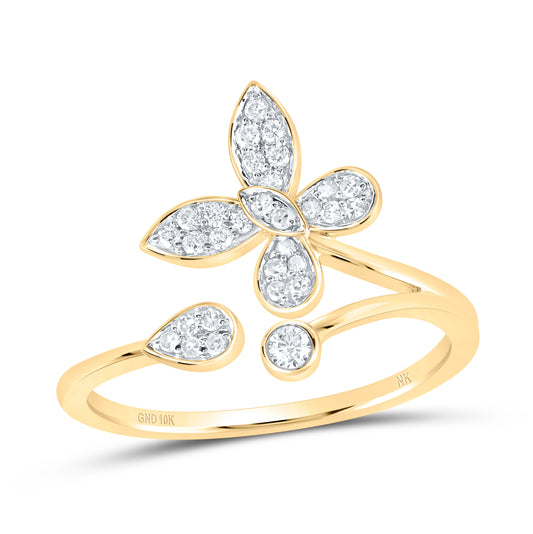 10kt Yellow Or White Or Rose Gold 1/5 Ctw Dia Nk Butterfly Fashion Ring