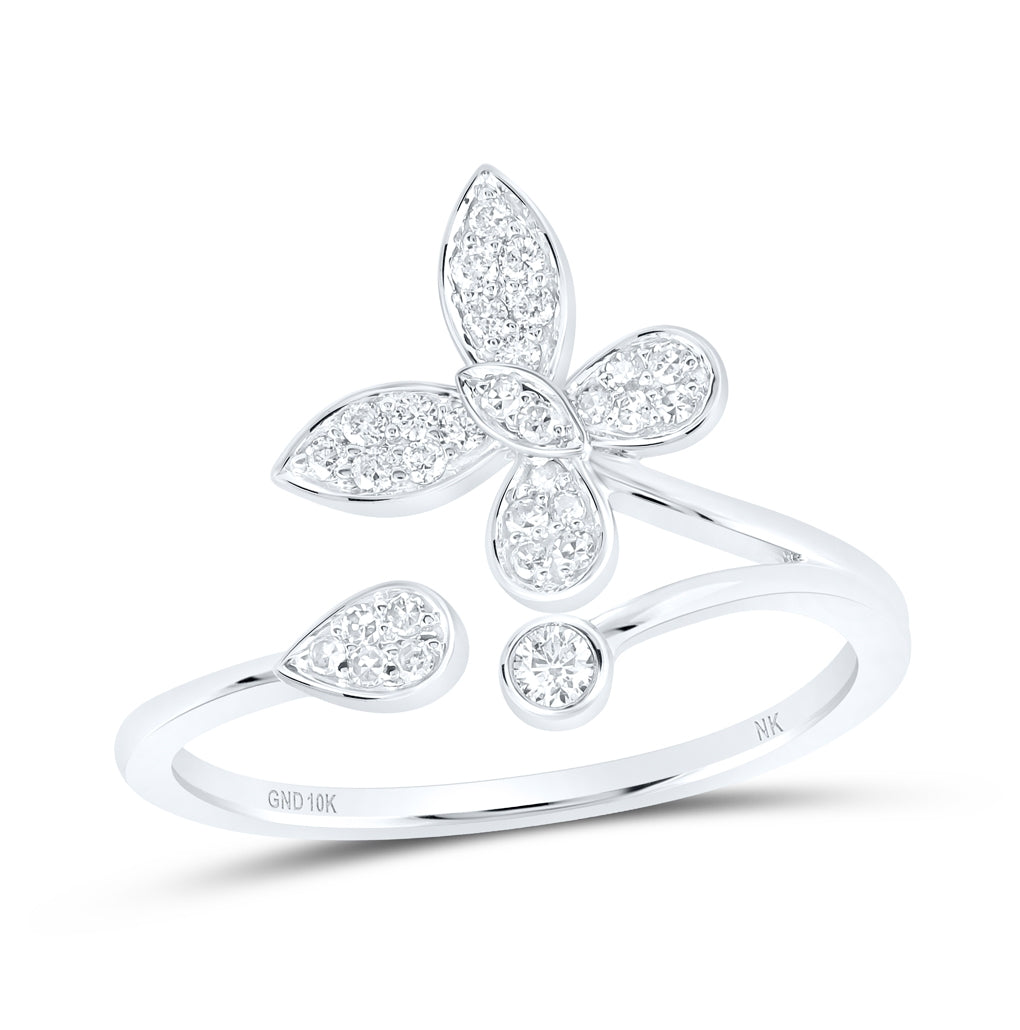 10kt Yellow Or White Or Rose Gold 1/5 Ctw Dia Nk Butterfly Fashion Ring