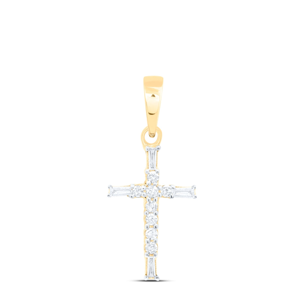 10K Yellow Or White Or Rose Gold 1/10 Ctw Dia Nk Gift Cross Pendant