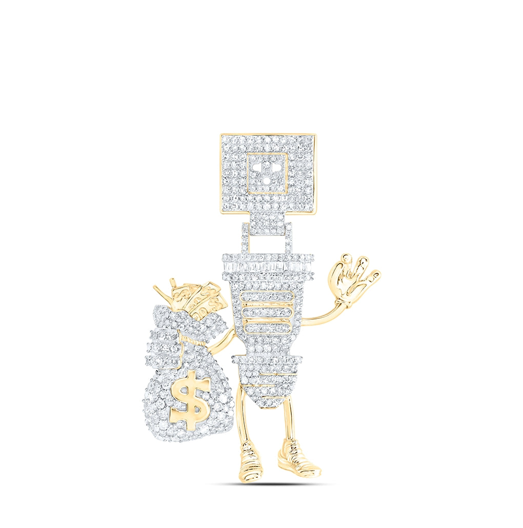 10kt Yellow Gold 1 3/4 Ctw Diamond Nk Plug Mens Charm