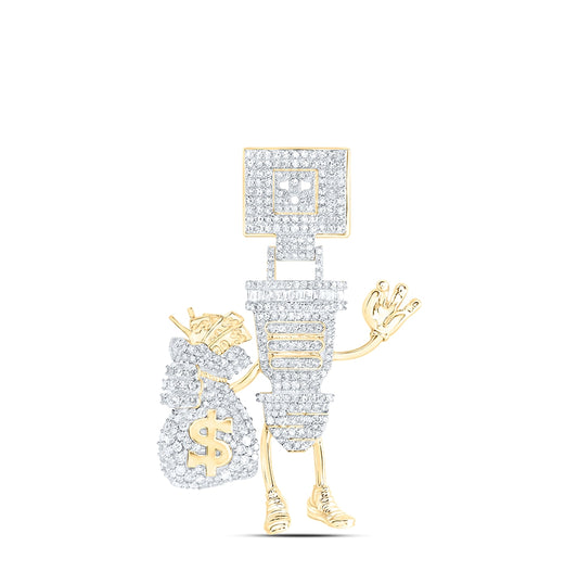 10kt Yellow Gold 1 3/4 Ctw Diamond Nk Plug Mens Charm
