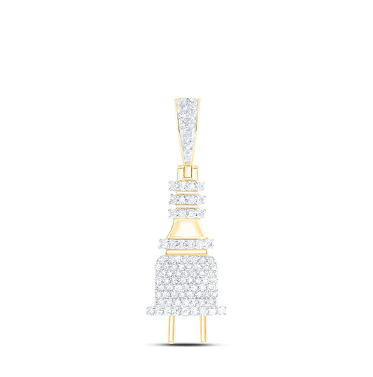 10kt Yellow Gold 1/3 Ctw Diamond Nk Power Plug Men's Charm
