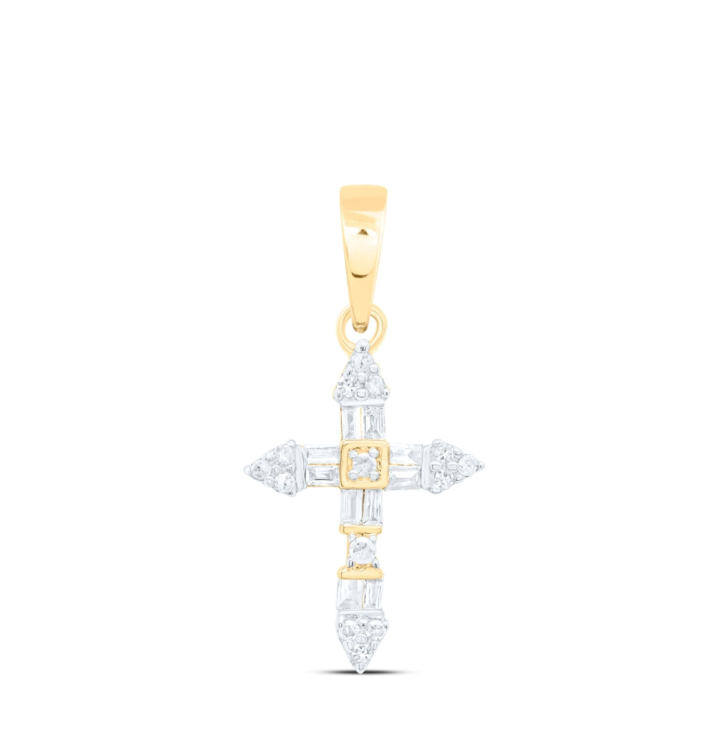 10K Yellow Or White Or Rose Gold 1/10 Ctw Dia Nk Gift Cross Pendant