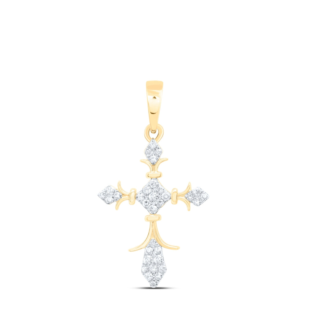10K Yellow Or White Or Rose Gold 1/10 Ctw Dia Nk Gift Cross Pendant