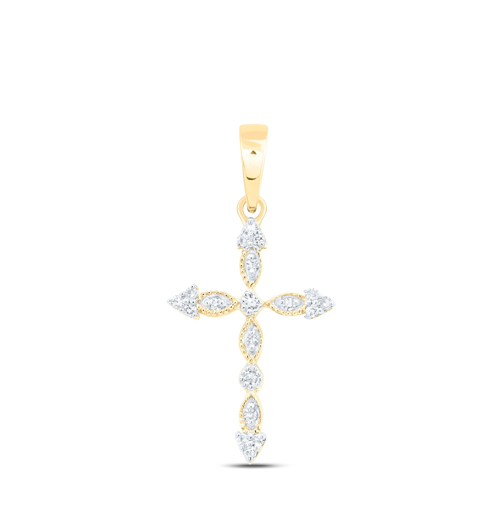 10K Yellow Or White Or Rose Gold 1/12 Ctw Dia Nk Gift Cross Pendant