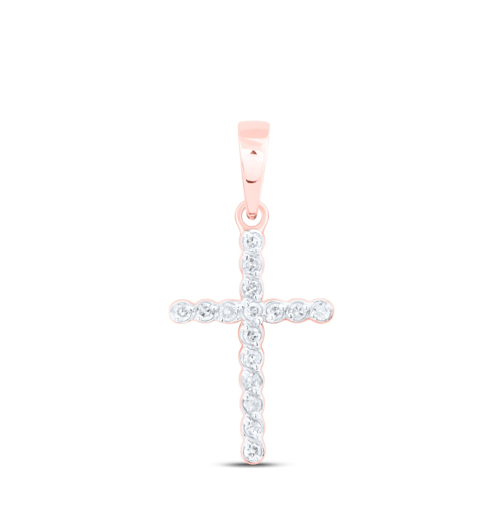 10K Yellow Or White Or Rose Gold 1/10 Ctw Dia Nk Gift Cross Pendant