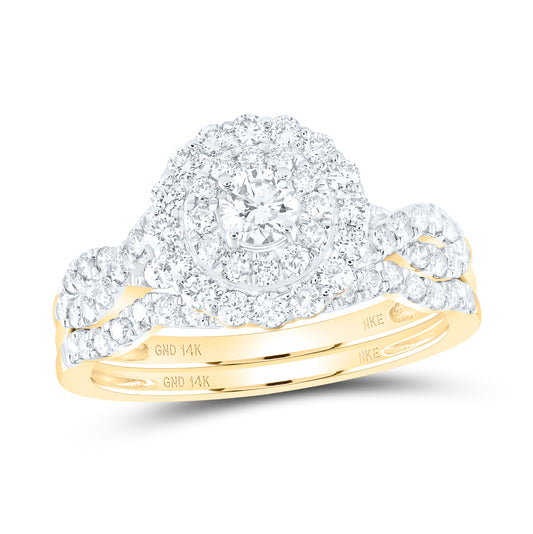 14K Yellow Or White Gold 1ctw Diamond Nke 1/5ct-crd Bridal Set Double Halo