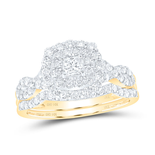 14K Yellow Or White Gold 1ctw Diamond Nke 1/5ct-cpr Bridal Set Double Halo