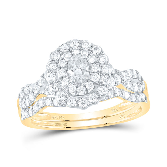 14K Yellow Or White Gold 1ctw Diamond Nke 1/5ct-cov Bridal Set Double Halo