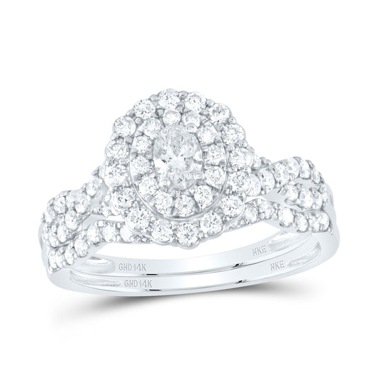 14kt White Gold 1ctw Diamond Nke 1/5ct-cov Bridal Set Double Halo