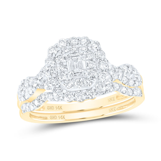 14K Yellow Or White Gold 1ctw Diamond Nke 1/5ct-cem Bridal Set Double Halo