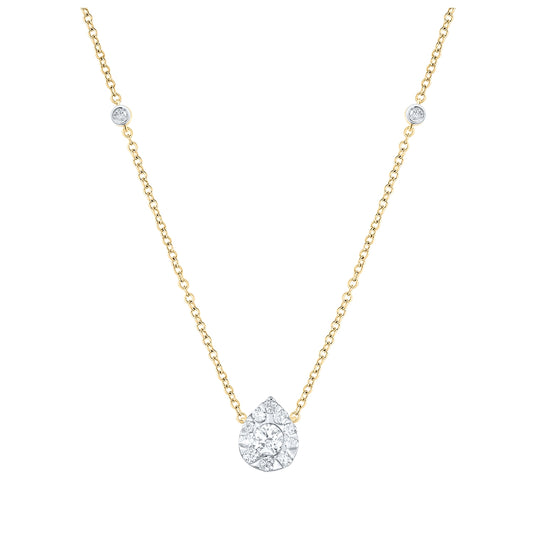 14kt Yellow Gold 5/8ctw Diamond Cn Fashion Pear Shape Necklace(18 Inch)