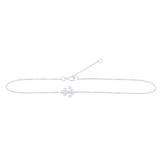 10kt White Gold 1/20 ct. Dia Nk Gift Anklet (9 Inch)