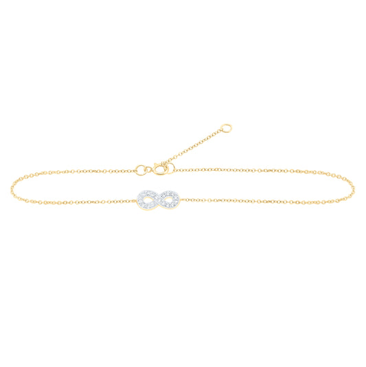 10kt Yellow Gold 1/10 ct. Dia Nk Gift Anklet (9 Inch)