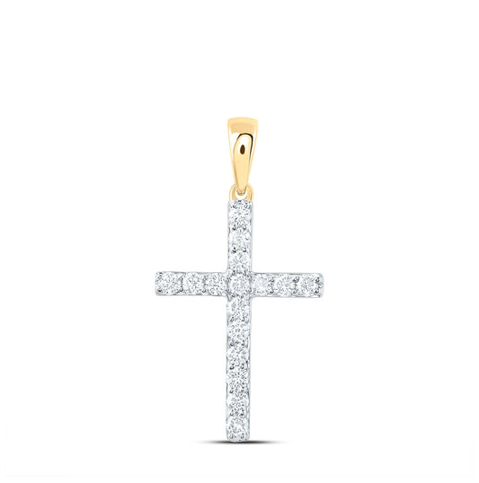 10K Yellow Or White Or Rose Gold 1/3ctw Diamond Nk Cross Pendant