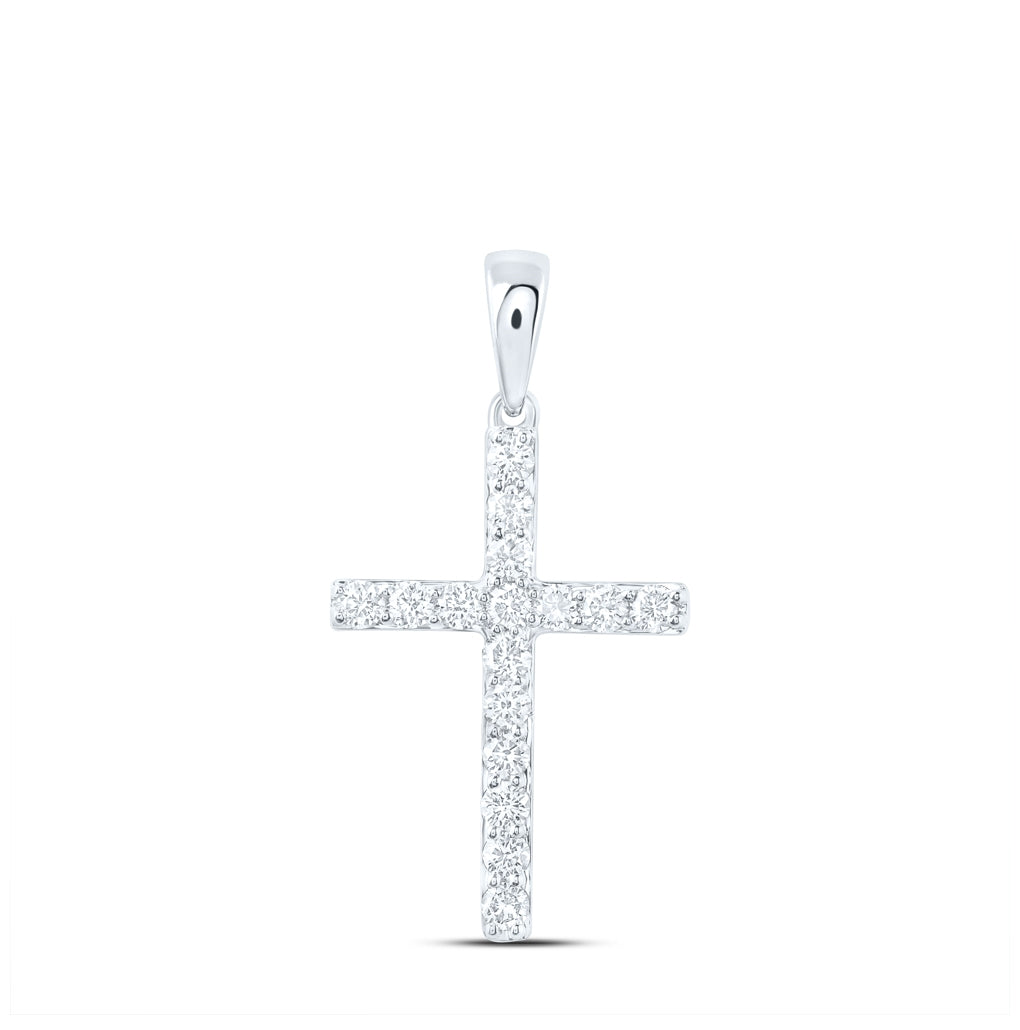 10K Yellow Or White Or Rose Gold 1/3ctw Diamond Nk Cross Pendant