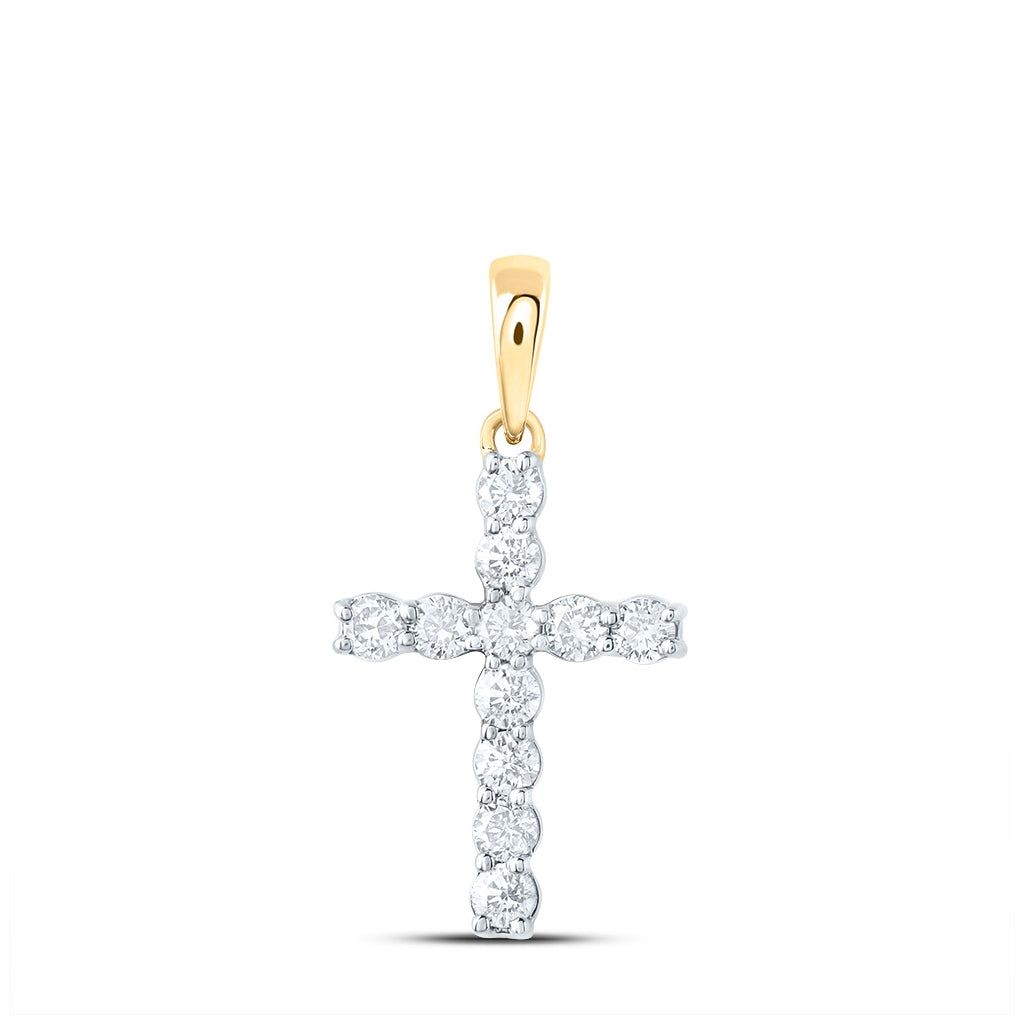 10K Yellow Or White Or Rose Gold 1/4ctw Diamond Nk Cross Pendant