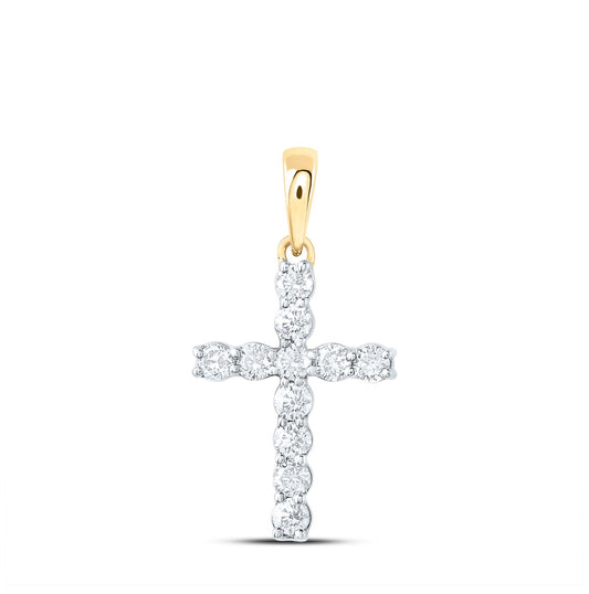10K Yellow Or White Or Rose Gold 1/4ctw Diamond Nk Cross Pendant