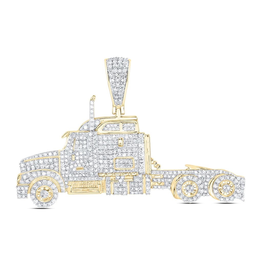 10kt Yellow Gold 1 1/4ctw Diamond Nk Truck Men's Charm