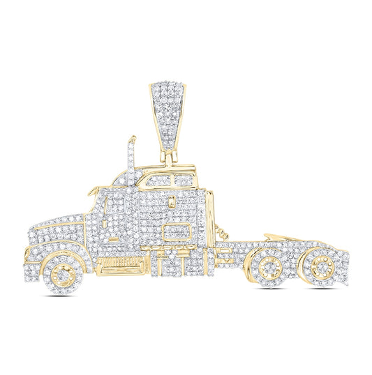 10kt Yellow Gold 1 1/4ctw Diamond Nk Truck Men's Charm