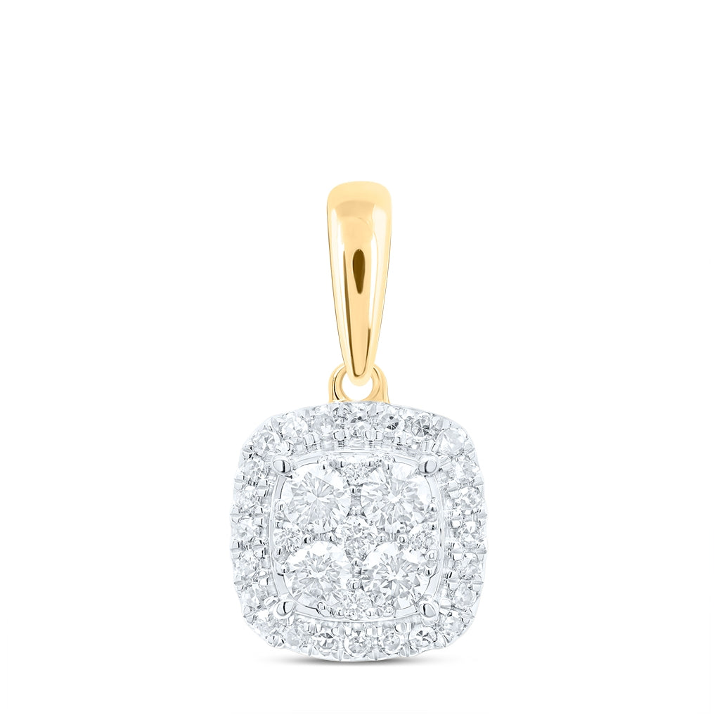 10K Yellow Or White Gold 3/8ctw Diamond Nk Fashion Square Pendant