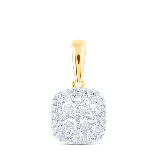 10K Yellow Or White Gold 3/8ctw Diamond Nk Fashion Square Pendant