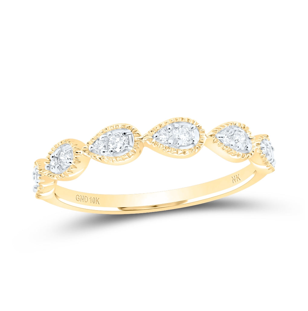 10kt Yellow Or White Or Rose Gold 1/6ctw Diamond Nk Gift Stackable Band